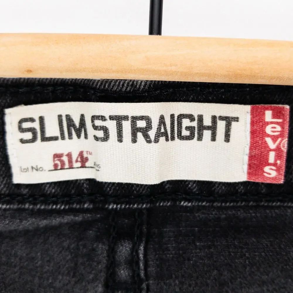 Levi's 514 Slim Straight Jeans Men's 38x30 Black Textured Stretch Denim
